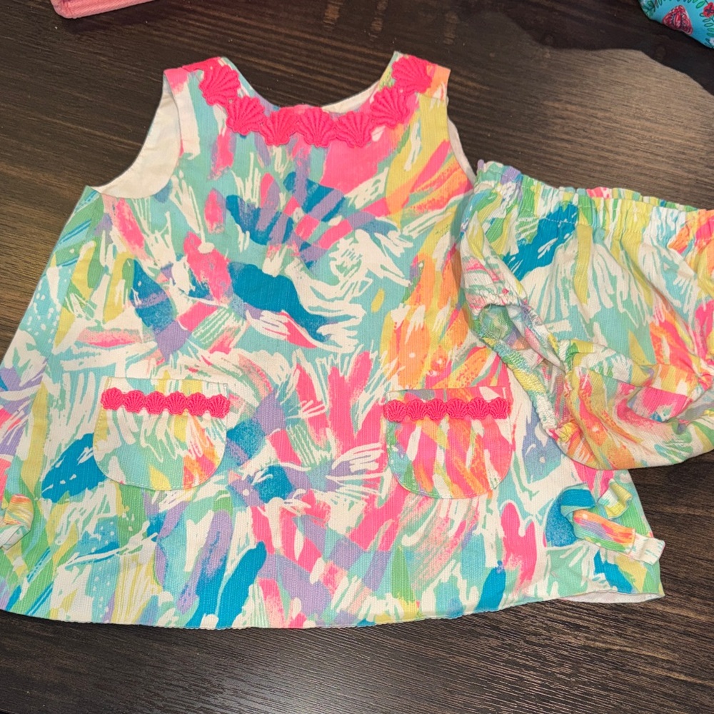 Girls Multicolor Paint-Print Tank Top & Bloomers Set